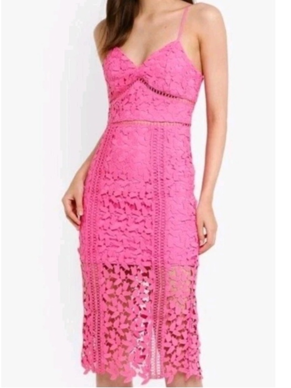NWT Bardot Vibrant Pink Roxy Lace Midi Dress Size US M 8